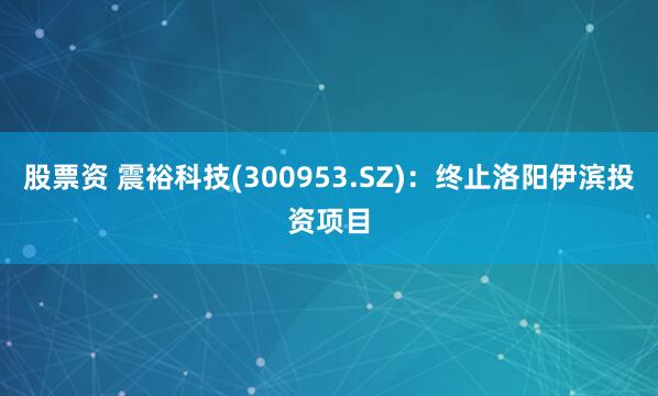 股票资 震裕科技(300953.SZ)：终止洛阳伊滨投资项目