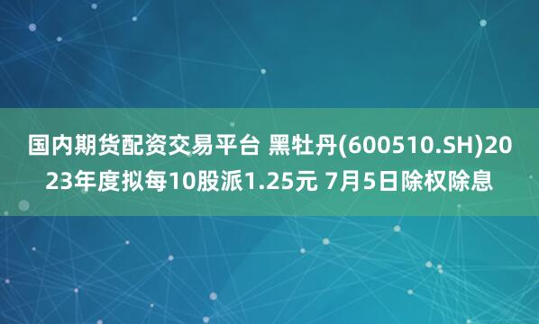国内期货配资交易平台 黑牡丹(600510.SH)2023年度拟每10股派1.25元 7月5日除权除息